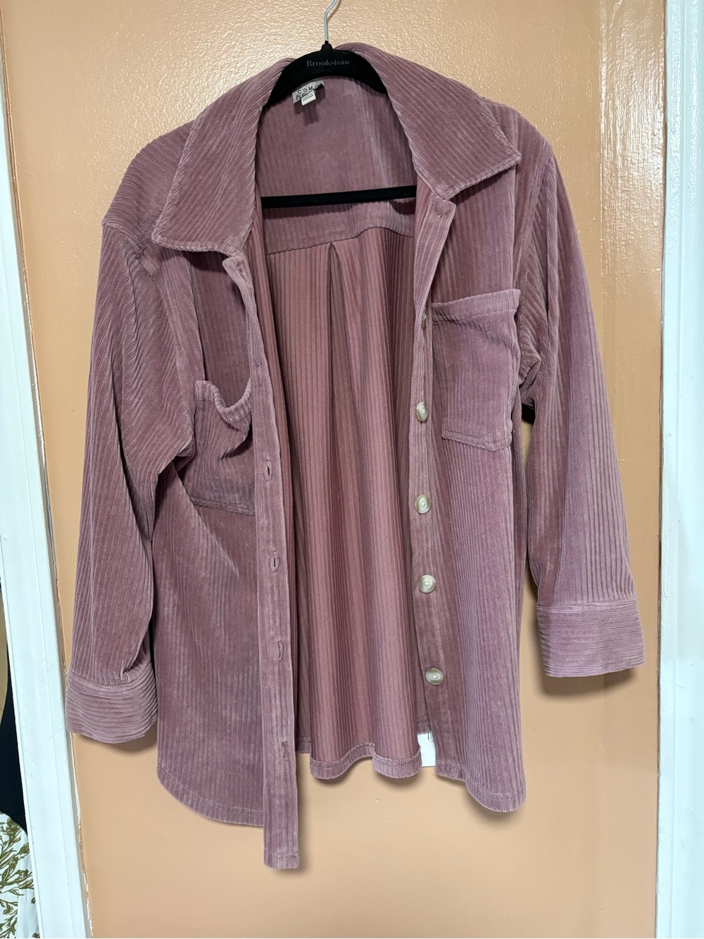 Como Vintage Mauve Corduroy Button-Up Jean Jacket